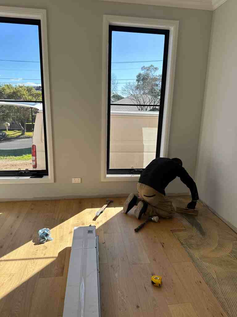 Efficient room installation in progress at Floorplan Studio Australian project.